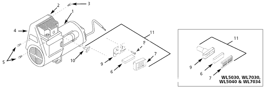 Pump Parts Diagram and Parts List for WL703000  Campbell Hausfeld Compressor
